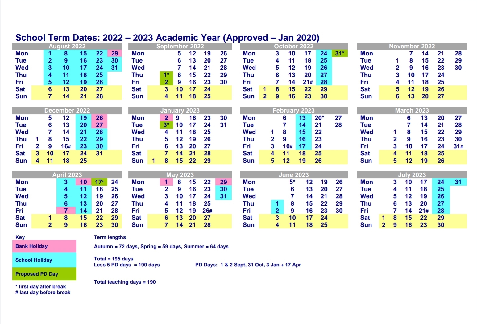 Springfield Primary CLT - Term Dates